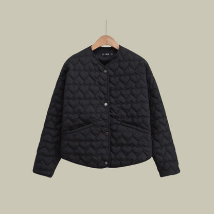 Emma Elegant Quilted Puffer Jacket with Heart Pattern