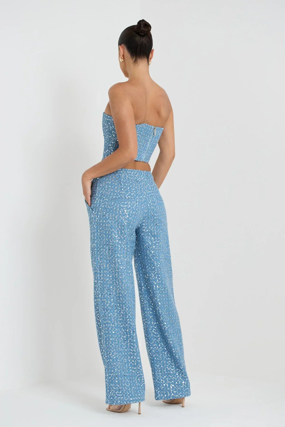Ensemble Deux Pièces Femme - Pantalon Taille Haute Évasé