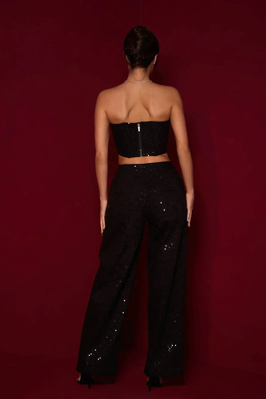 Ensemble Deux Pièces Femme - Pantalon Taille Haute Évasé