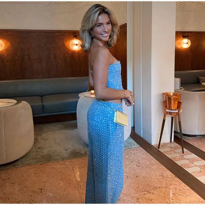 Ensemble Deux Pièces Femme - Pantalon Taille Haute Évasé