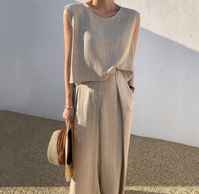 Ensemble Femme 2 Pièces – Haut Sans Manches et Pantalon Large