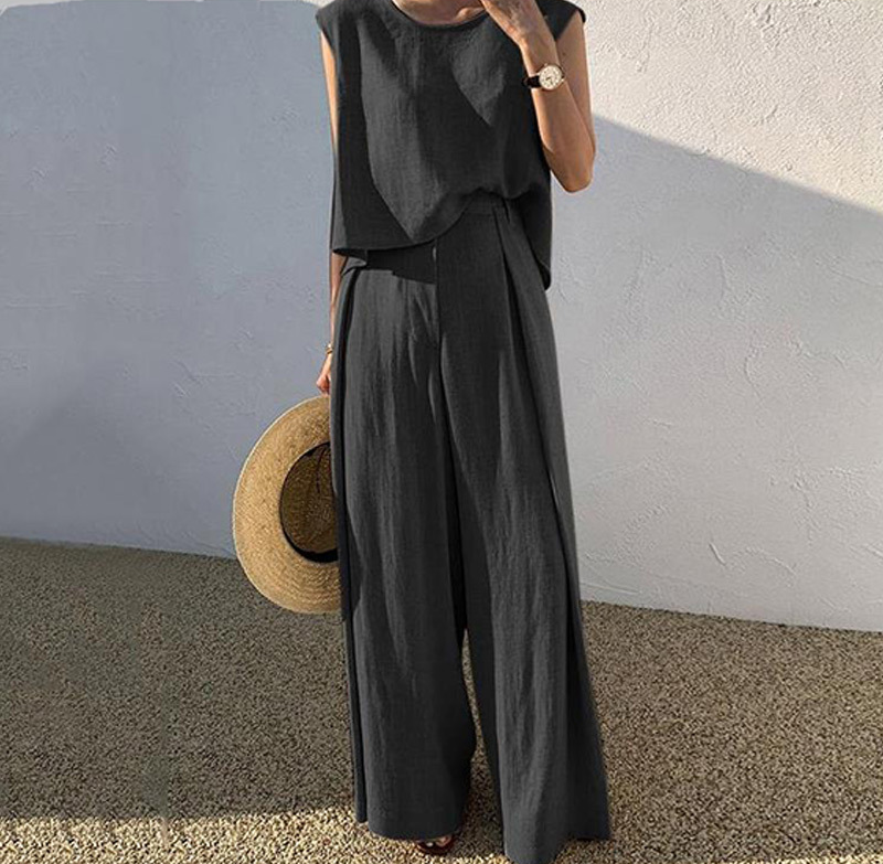 Ensemble Femme 2 Pièces – Haut Sans Manches et Pantalon Large