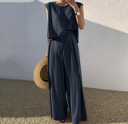 Ensemble Femme 2 Pièces – Haut Sans Manches et Pantalon Large