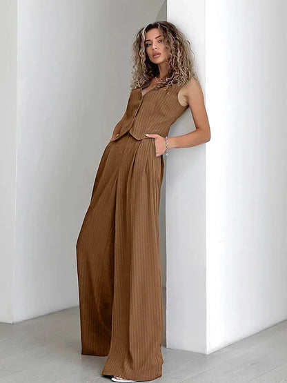 Ensemble Femme - Gilet Cintré Sans Manches & Pantalon Large