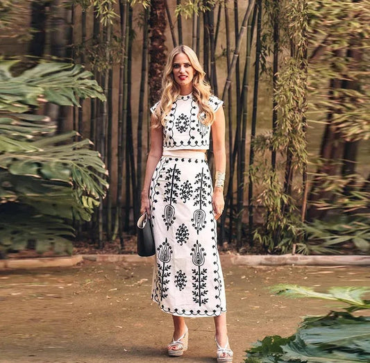 Ensemble Femme - Haut Court Sans Manches & Jupe Longue