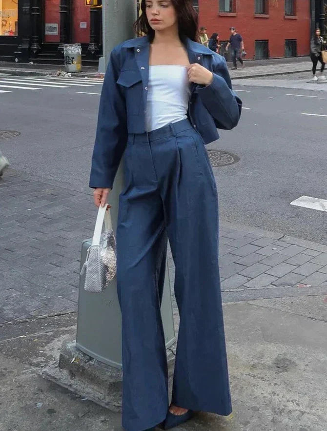 Ensemble streetwear en jean pour femme