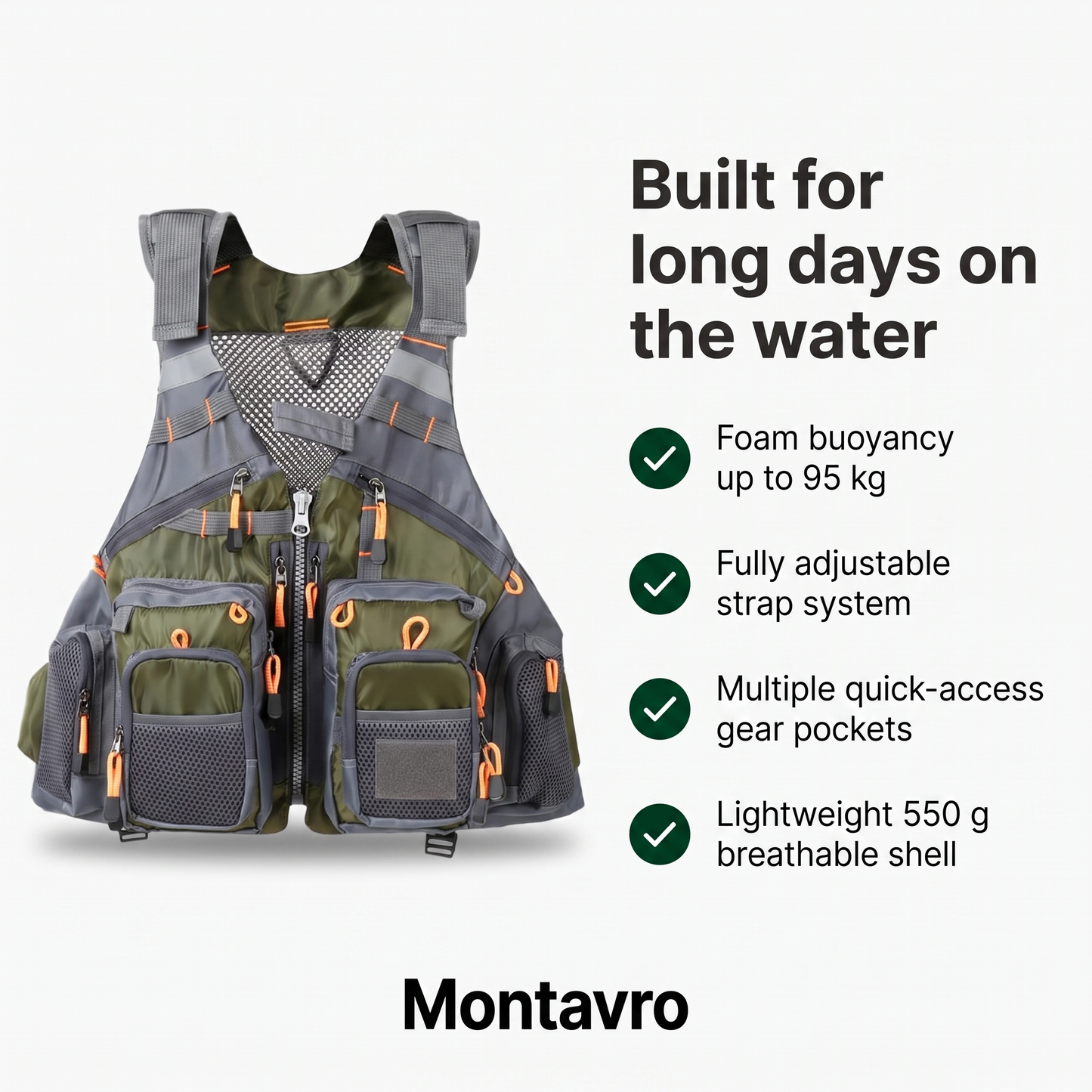 Lightweight Adjustable Fishing Safety Vest with Buoyancy