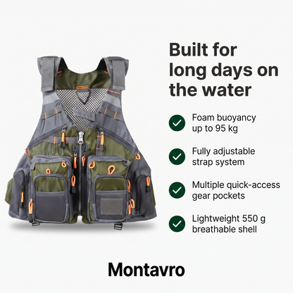 Lightweight Adjustable Fishing Safety Vest with Buoyancy