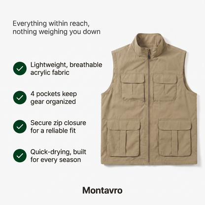 Lightweight Travel Vest Multi-Pocket Quick Drying