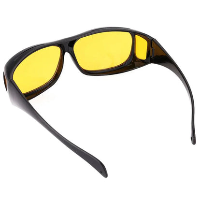 Anti-Glare Yellow Lens Glasses, Wrap-Around Frame for Driving and Fishing