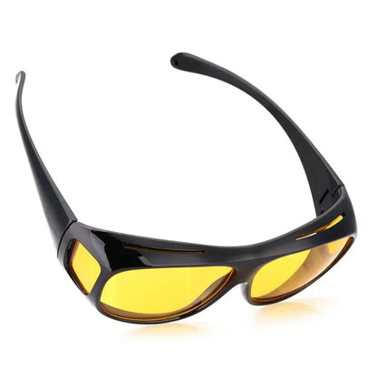 Anti-Glare Yellow Lens Glasses, Wrap-Around Frame for Driving and Fishing