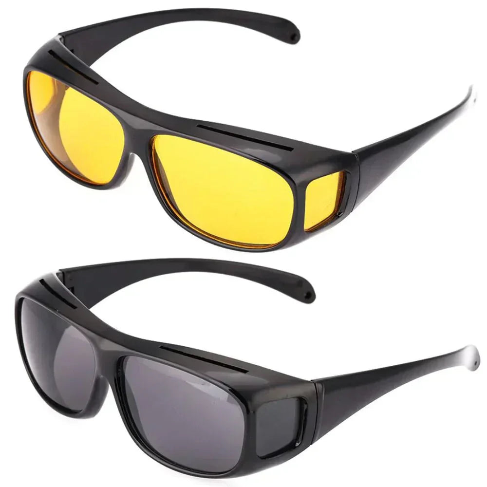 Anti-Glare Yellow Lens Glasses, Wrap-Around Frame for Driving and Fishing