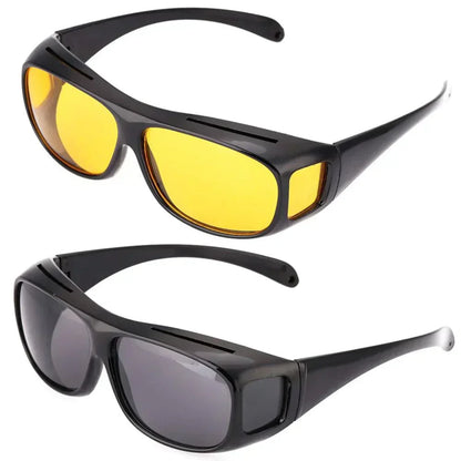 Anti-Glare Yellow Lens Glasses, Wrap-Around Frame for Driving and Fishing