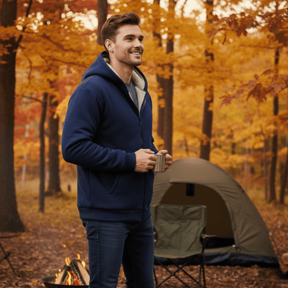 Herrehettegenser i fleece med sherpafôr