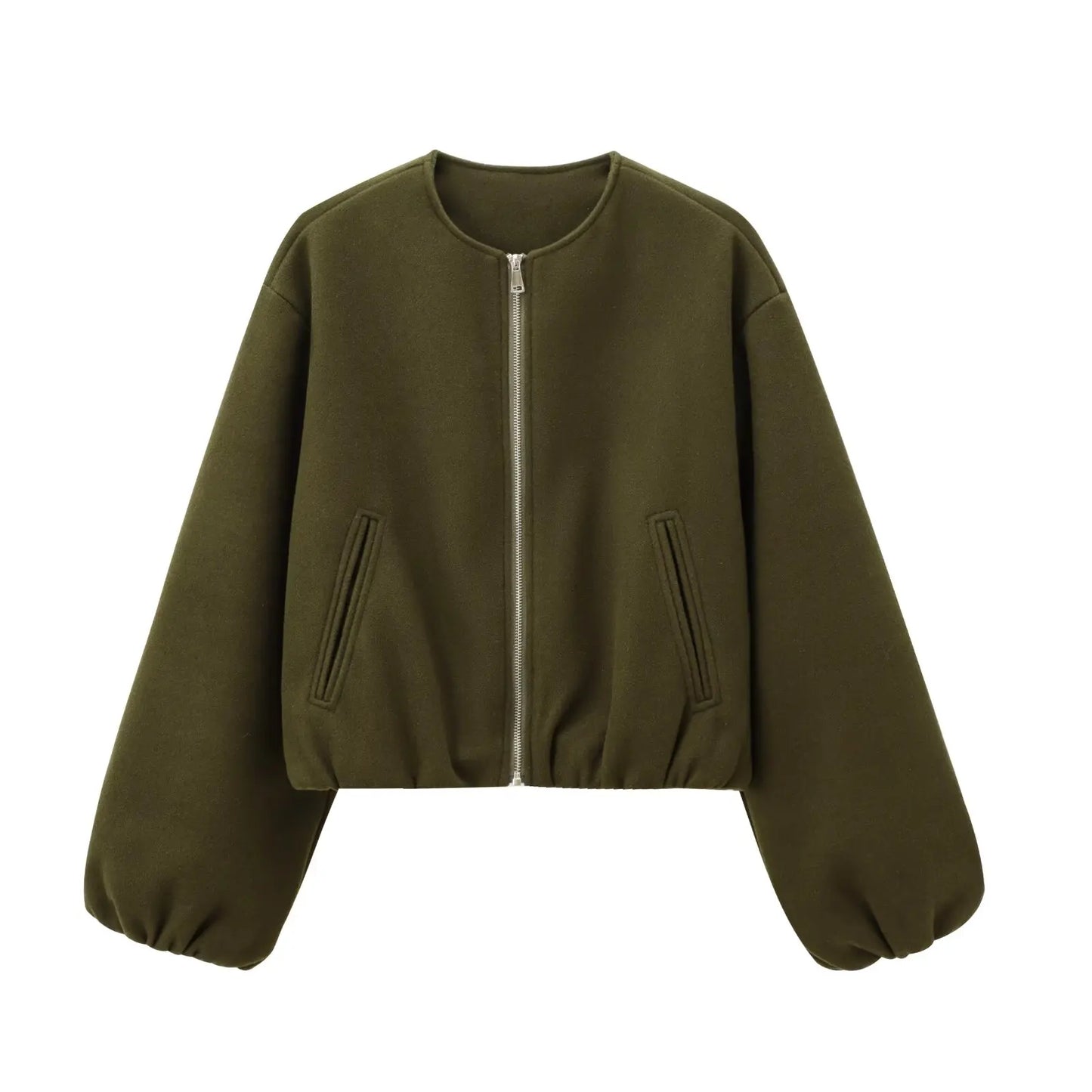 Léa – Bomber élégante en tissu doux gris