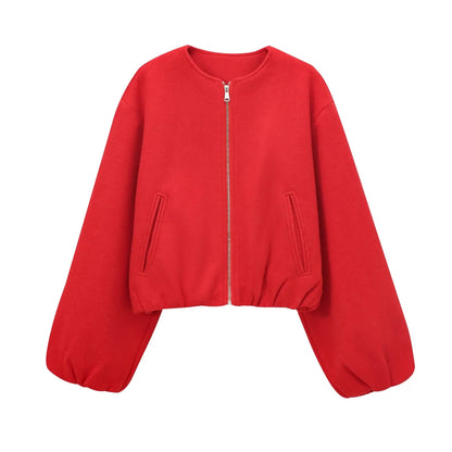 Léa – Bomber élégante en tissu doux gris