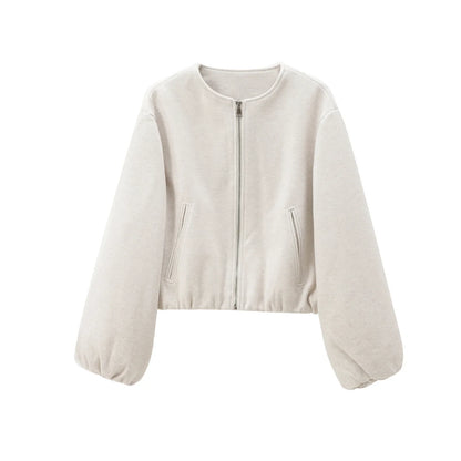Léa – Bomber élégante en tissu doux gris