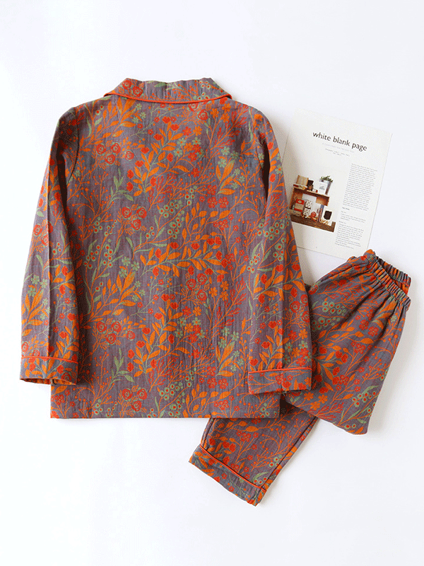 Léa Douce Pyjama en Coton à Imprimé Fleuri