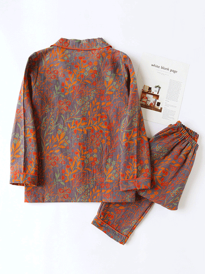 Léa Douce Pyjama en Coton à Imprimé Fleuri