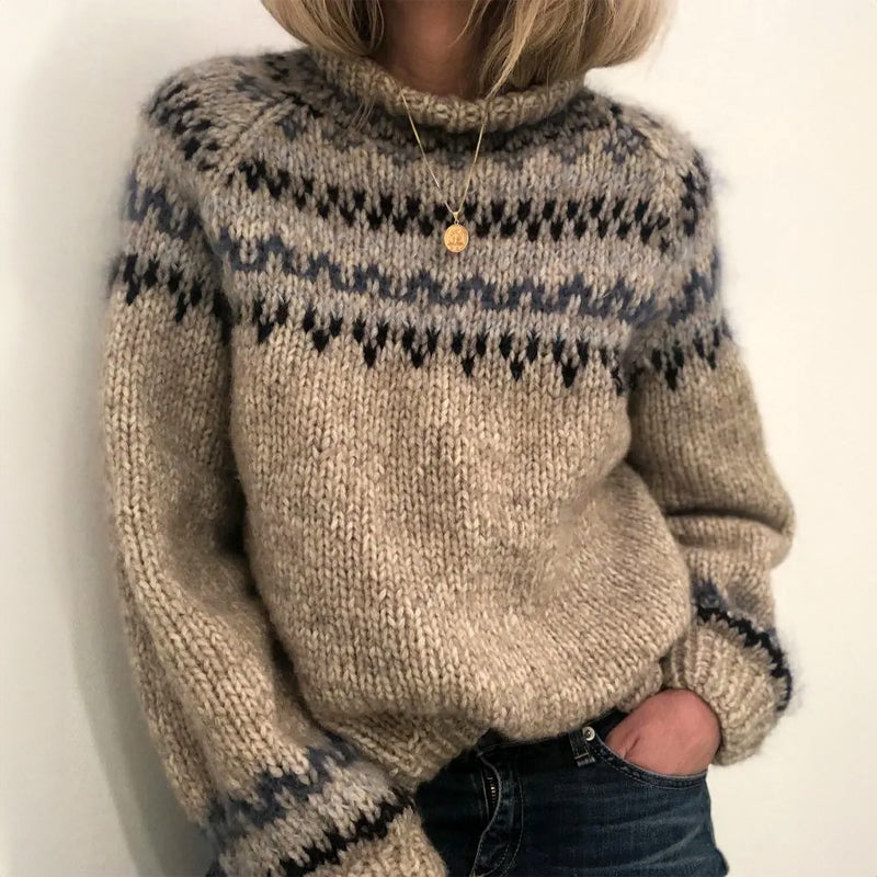 Léa – Pull chaud et confortable à motif nordique intemporel