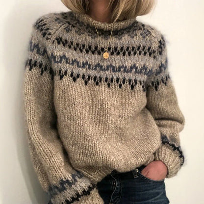 Léa – Pull chaud et confortable à motif nordique intemporel