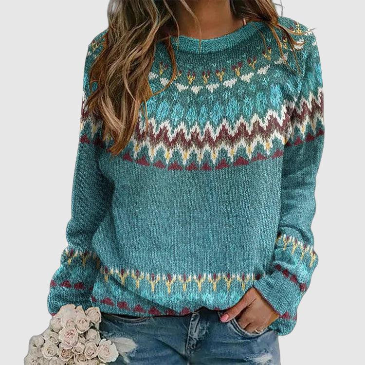Léa – Pull doux à motif géométrique coloré