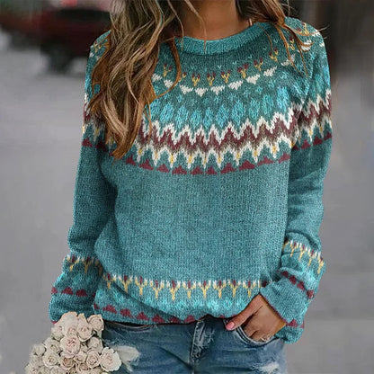 Léa – Pull doux à motif géométrique coloré