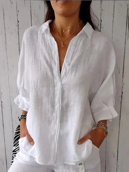Léa Elegant Linen Breathable Blouse