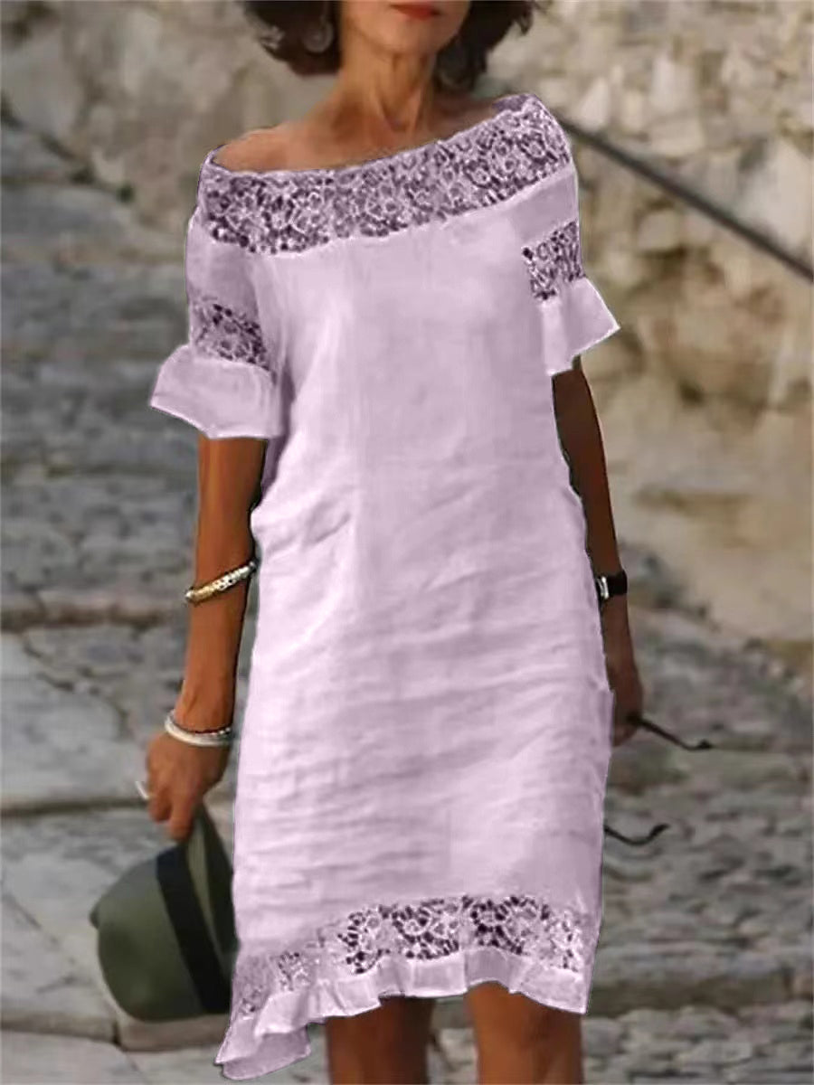 Léa Elegant Midikjole i Blonder for Sommeren