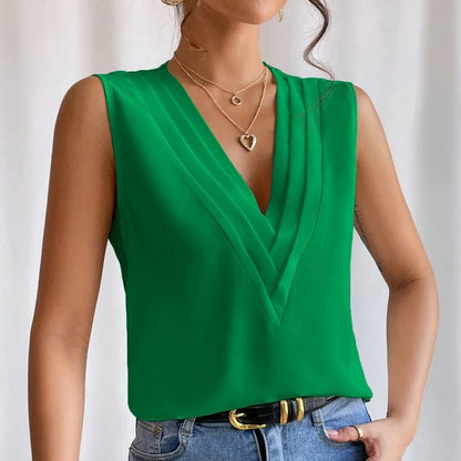 Léa Elegant Myk Ermeløs Bluse for Dame