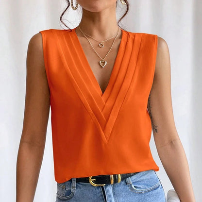 Léa Elegant Myk Ermeløs Bluse for Dame
