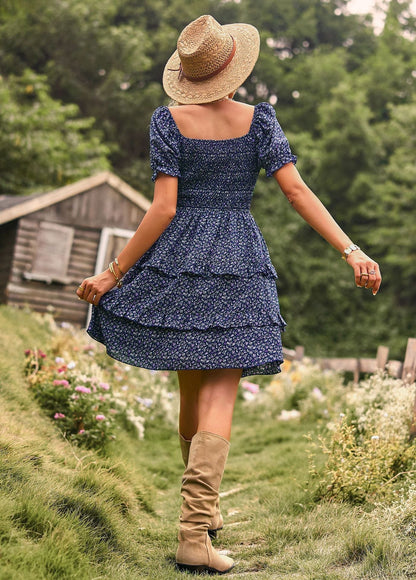 Léa Elegant Long Floral Dress with Puff Sleeves