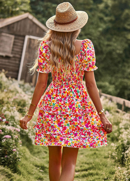 Léa Elegant Long Floral Dress with Puff Sleeves