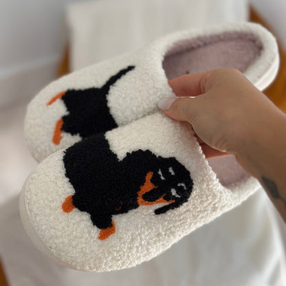 Léna Soft Indoor Cotton Printed Dachshund Mules