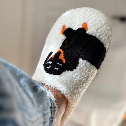 Léna Soft Indoor Cotton Printed Dachshund Mules