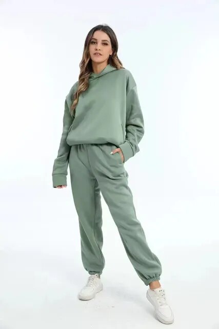 Léna – Ensemble doux et élégant en maille avec hoodie et pantalon