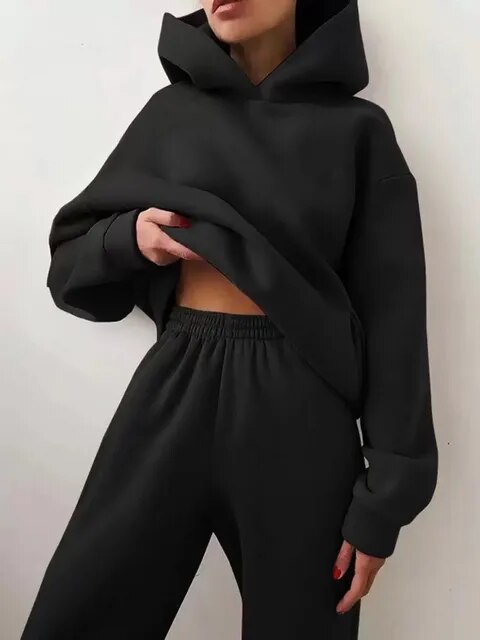 Léna – Ensemble doux et élégant en maille avec hoodie et pantalon