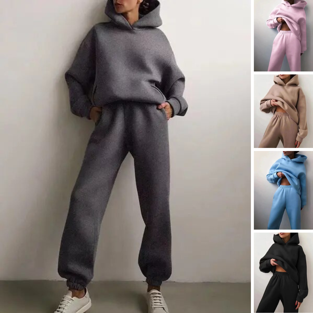 Léna – Ensemble doux et élégant en maille avec hoodie et pantalon