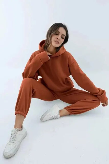 Léna – Ensemble doux et élégant en maille avec hoodie et pantalon