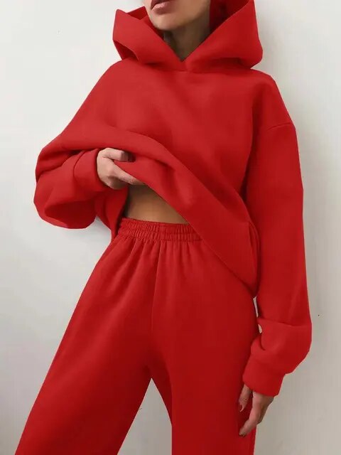 Léna – Ensemble doux et élégant en maille avec hoodie et pantalon