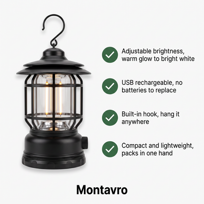 Rechargeable Vintage Style Dimmable LED Camping Lantern
