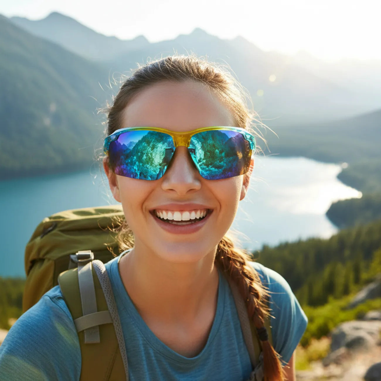 UV400 Polarized Sport Sunglasses, Lightweight with Non-Slip Nose Pad