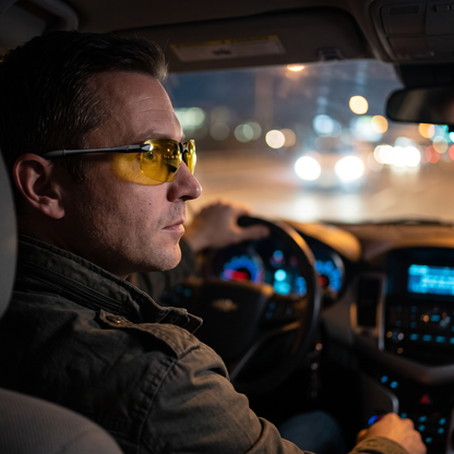 Night Driving Glasses with Yellow Anti-Glare Lenses