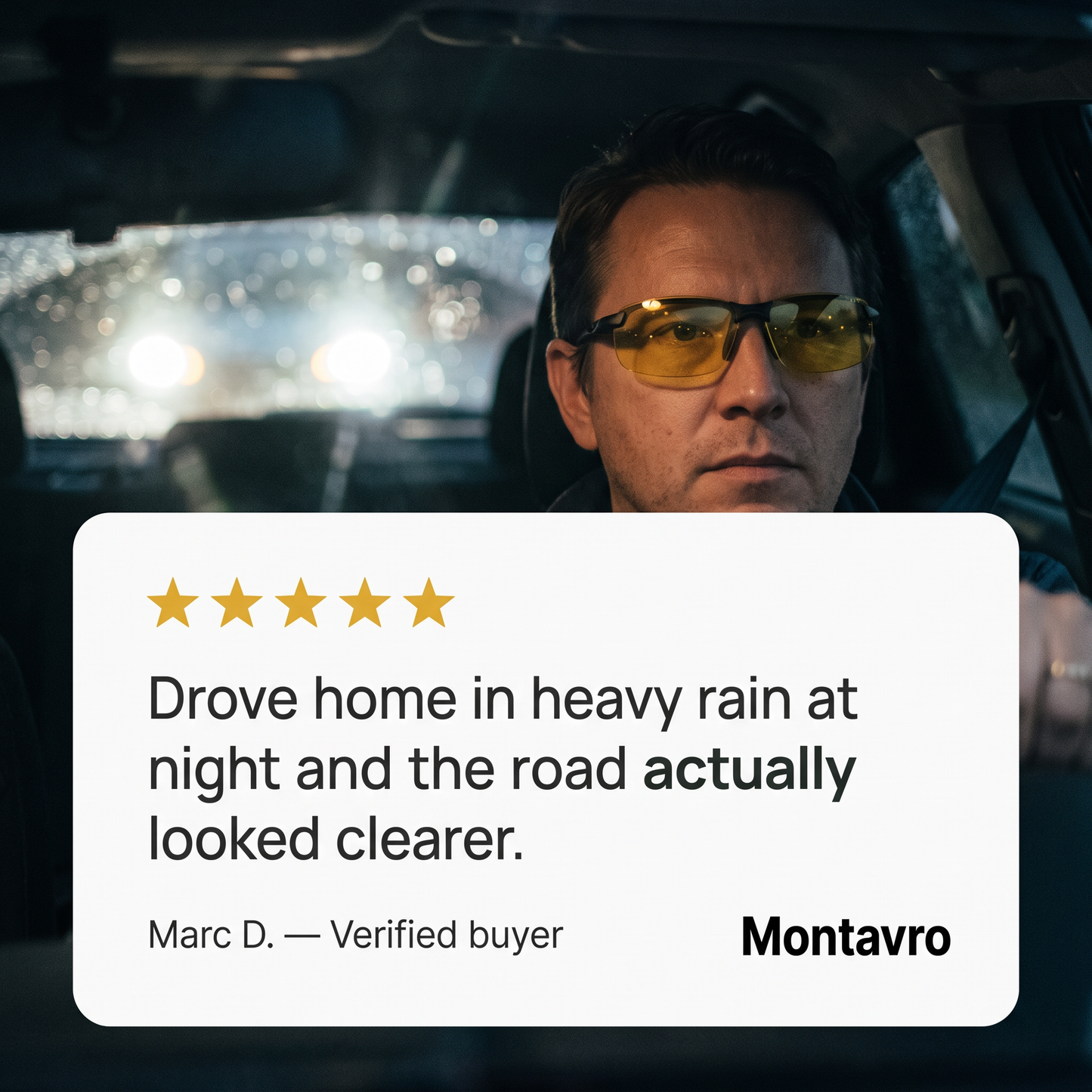 Night Driving Glasses with Yellow Anti-Glare Lenses
