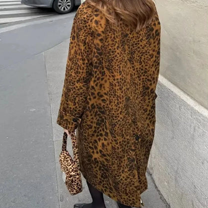Manteau Mi-Long Femme Imprimé Léopard