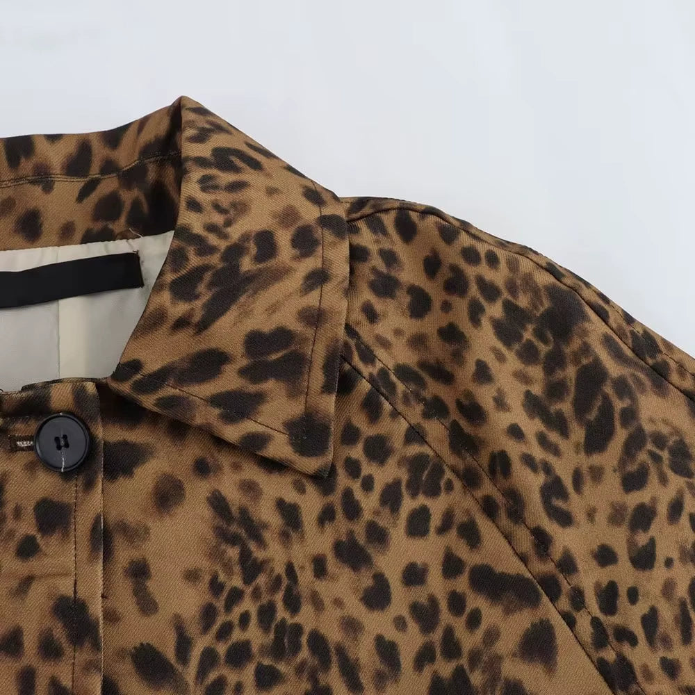 Manteau Mi-Long Femme Imprimé Léopard