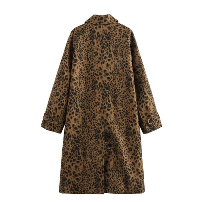 Manteau Mi-Long Femme Imprimé Léopard