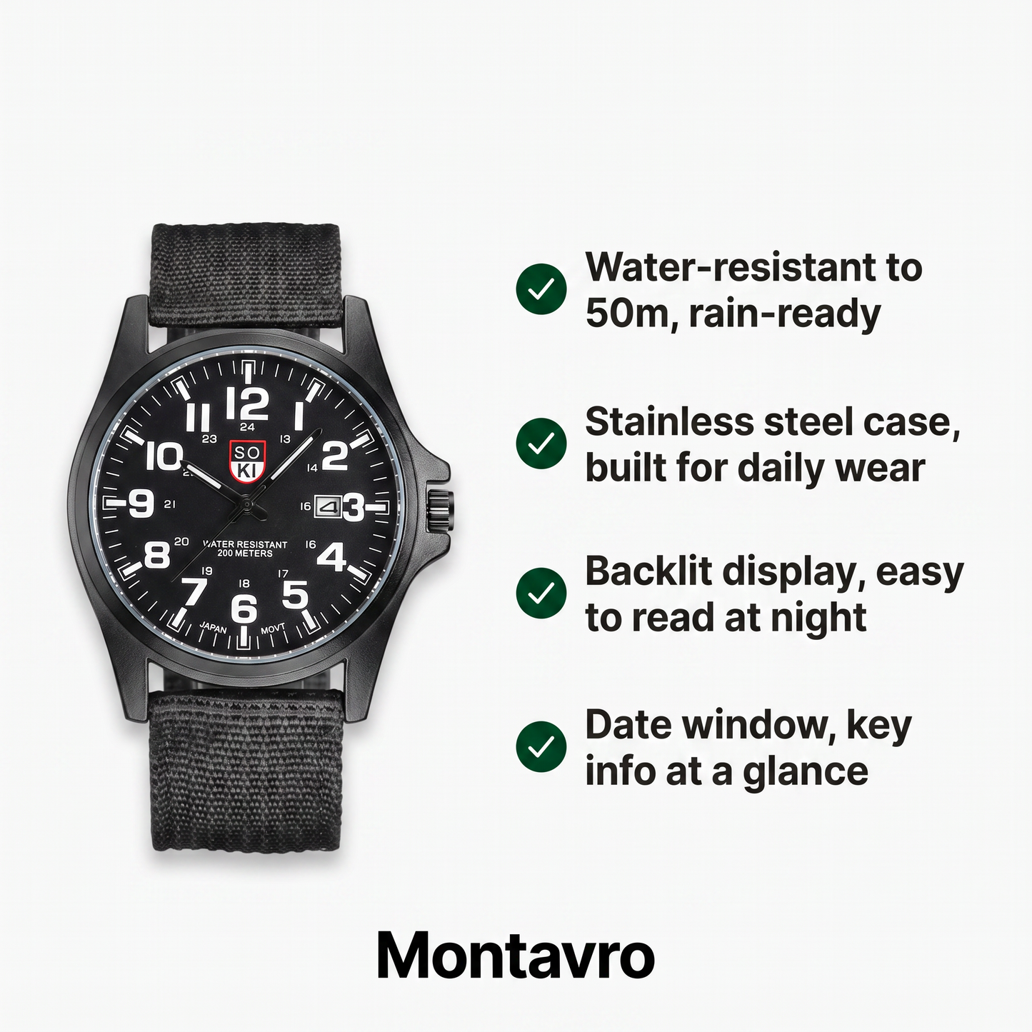 Men's Water-Resistant Watch for Outdoor Activities