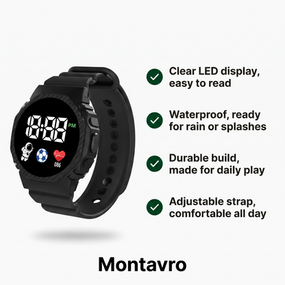 Children's Digital Watch Waterproof Durable Outdoor Design