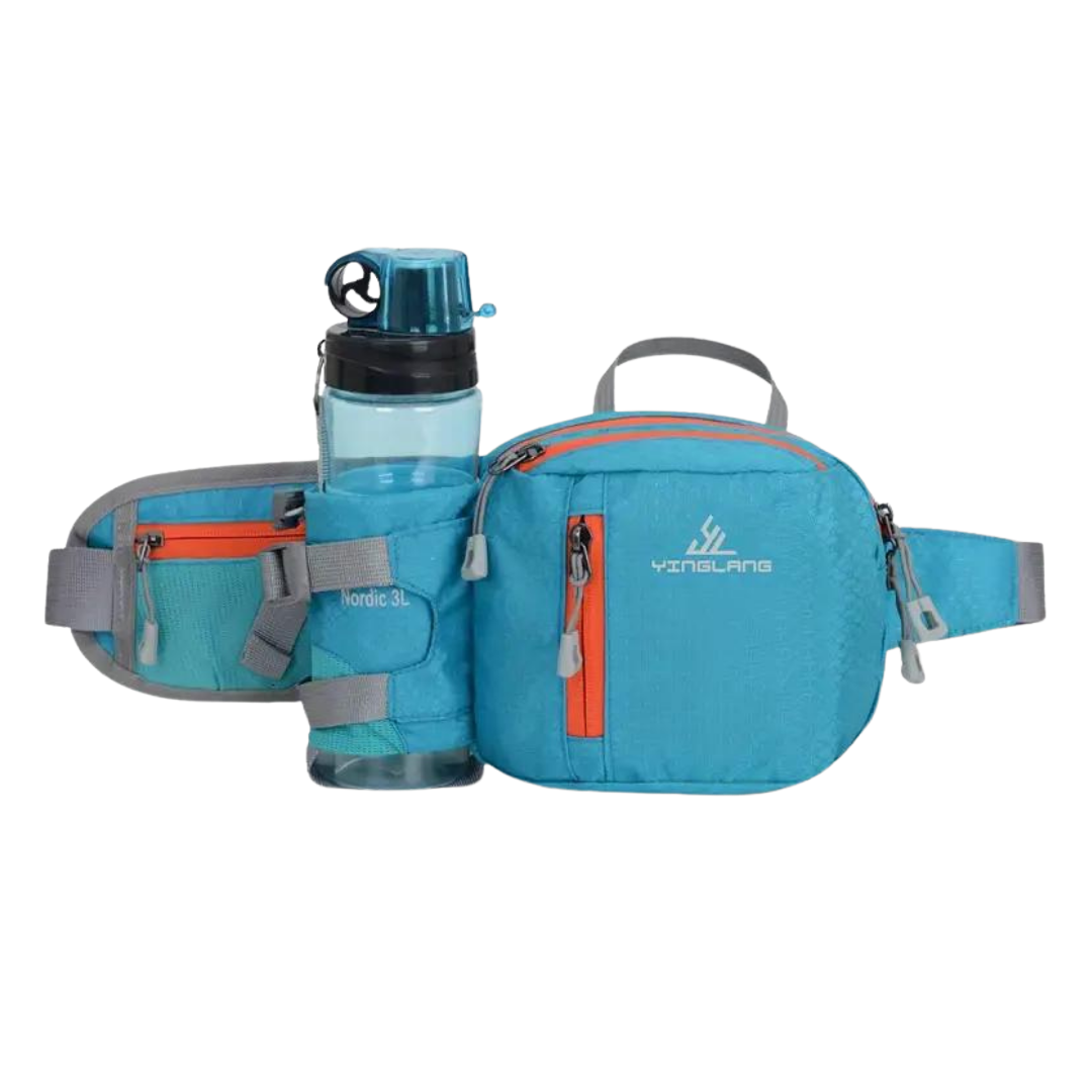 Sac Banane avec Porte-Bidon Amovible, Toile Oxford 800D Déperlante, Multi-Poches pour Randonnée